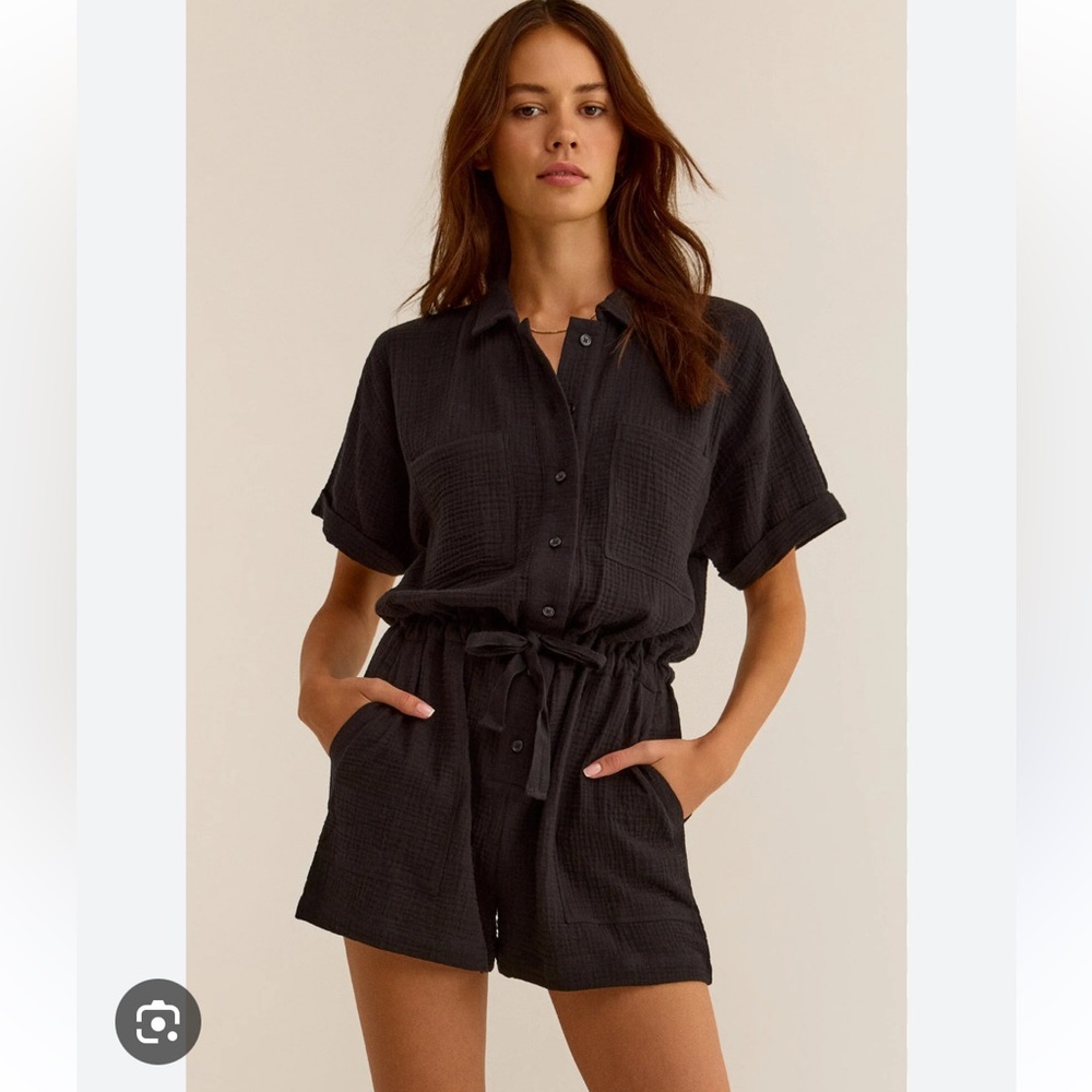 Z SUPPLY lookout gauze romper black size large